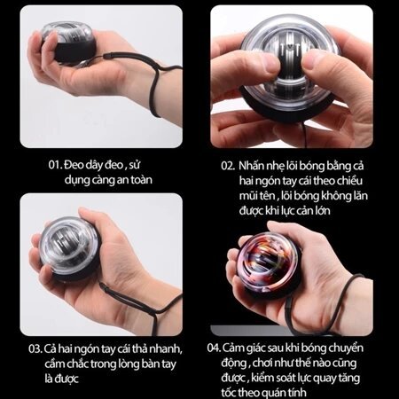Bóng tập cổ tay GYRO BALL PRO tăng cường sức mạnh, phiên bản nâng cấp 2026 đèn màu, tăng lực xoay | BigBuy360 - bigbuy360.vn