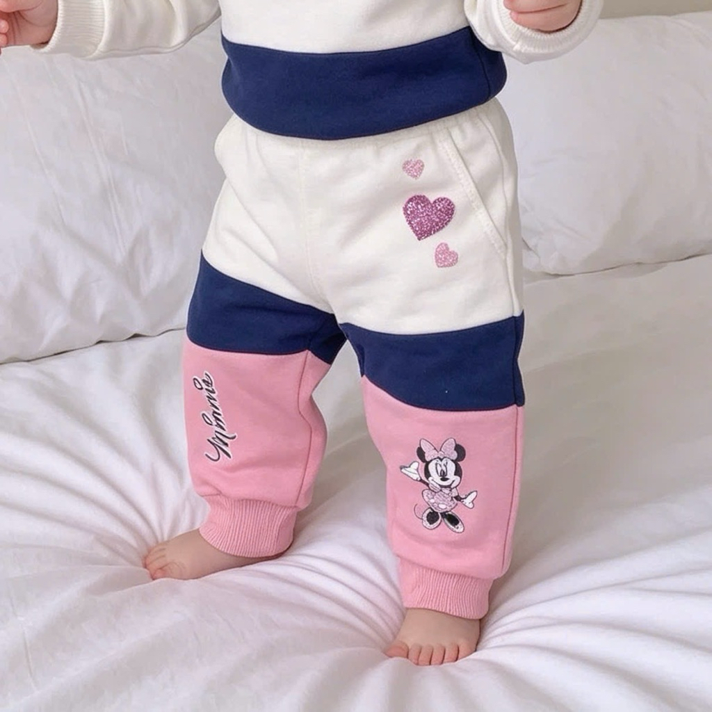 Quần nỉ bông sơ sinh dễ thương C4389 L057 cho bé 0–9m (3–9kg), chất nỉ mềm ấm, mặc nhà/đi chơi
