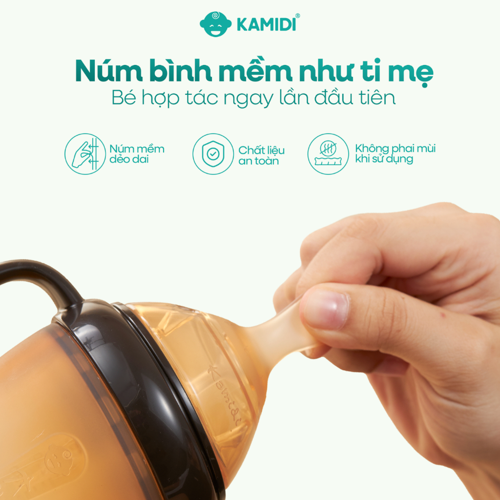 [MỚI] Núm Ti Thay Thế Bình Sữa Kamidi Silicone Gen 2 - Phiên Bản Năng Cấp Núm Mềm Mô Phỏng Ti Mẹ