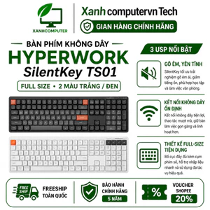 Bàn Phím Không Dây HyperWork 𝗦𝗶𝗹𝗲𝗻𝘁𝗞𝗲𝘆 TS01 | Hàng Chính Hãng