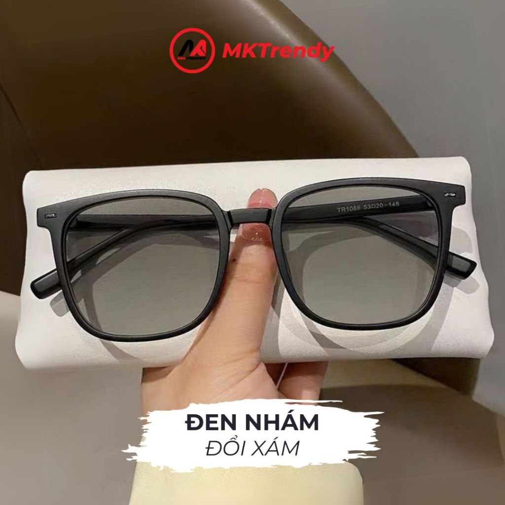 [ĐQ KOL x MKTRENDY] Kính đổi màu gọng vuông X16 chống ánh sáng xanh chống tia UV tặng túi đựng kính khăn lau kính