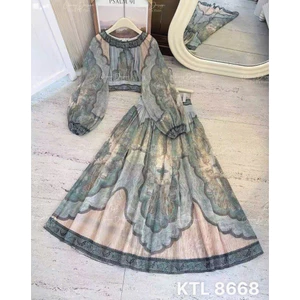 Set áo chân váy maxi hoa văn ZMM Thảo Hàn