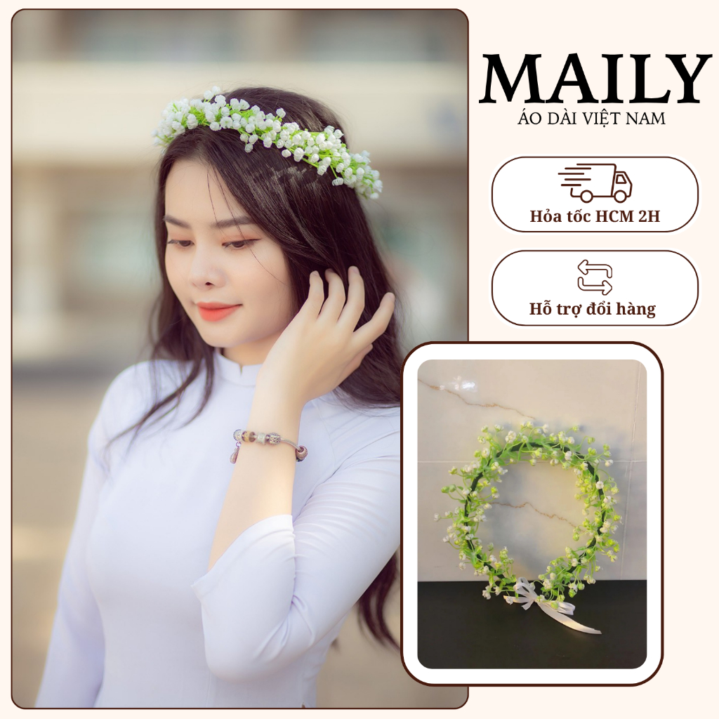 [Hàng Sẵn] Vòng Hoa Đội Đầu Hoa Baby Liền Không Rụng Bông Xinh Xắn -  Phù Hợp Chụp Ảnh Kỉ Yếu
