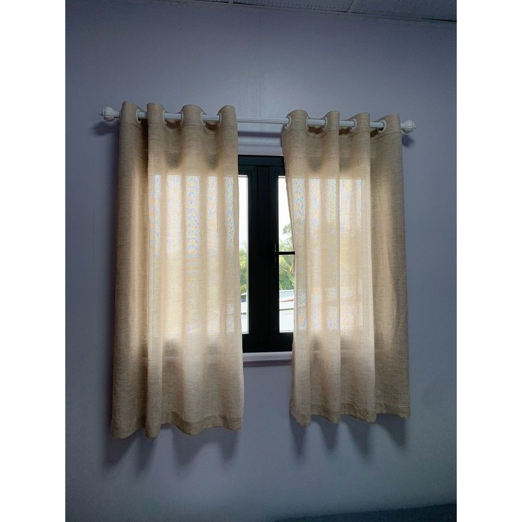 (size nhỏ)Rèm Khoen, Vải Voan Đũi Linen Màu Be (Không Thanh Treo) Phong Cách Vintage, Phòng Khách,Phòng Ngủ,Homestay
