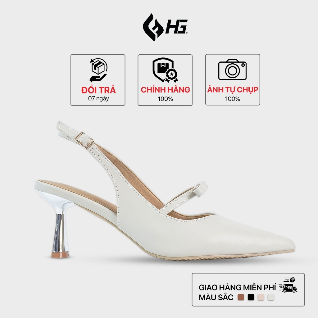 Giày cao gót nữ slingback gót tráng gương 6cm HG Fashion phong cách Hàn Quốc dễ phối đồ thời trang HG91625