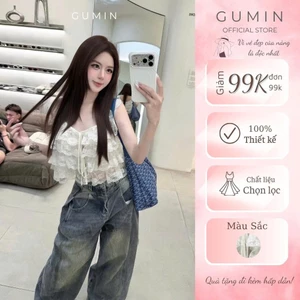 Áo hai dây ren z.raa GUMIN thiết kế áo dáng ngắn bèo tầng phối dây nơ ngực tiểu thư, Áo kiểu nữ đi biển trẻ cá tính sang