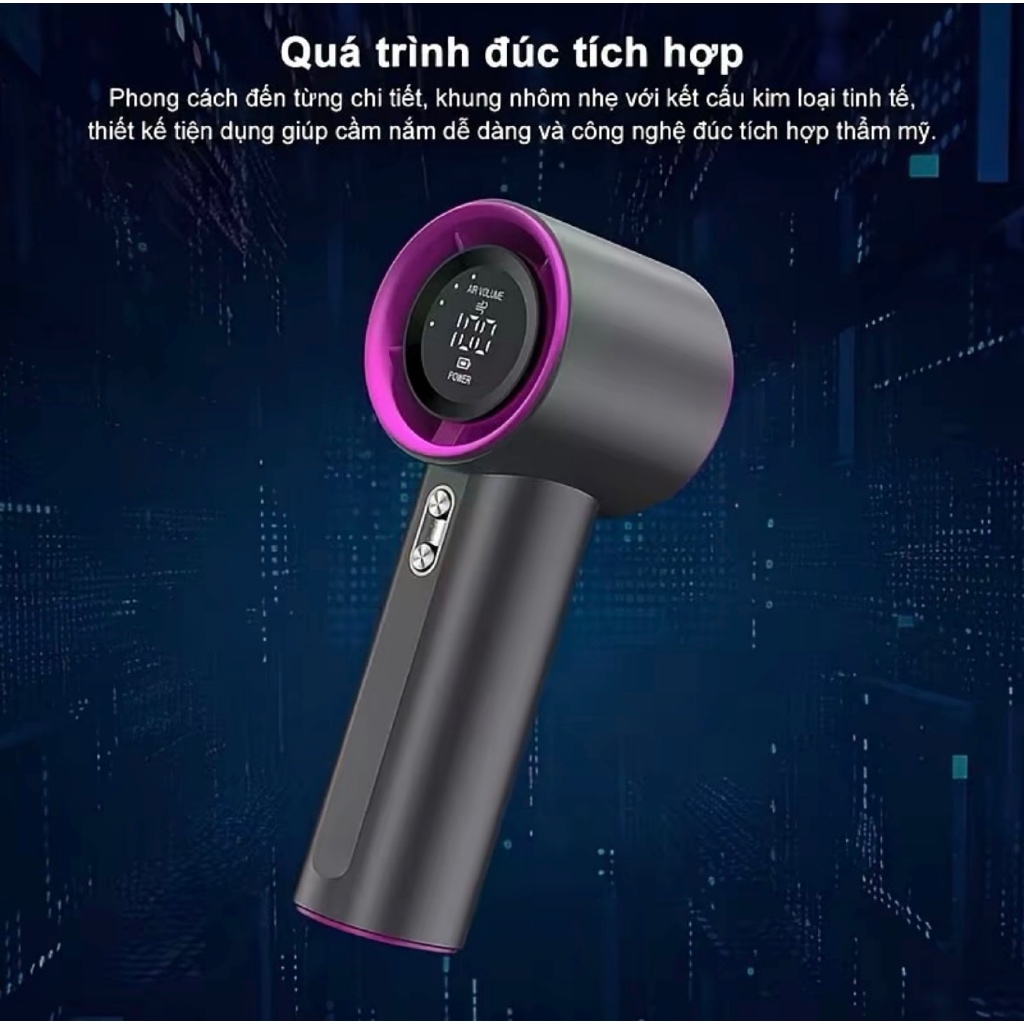 Quạt Cầm Tay Mini 4000mAh Động Cơ Turbo F12 Pro, 5 cấp gió dùng liên tục đến 8 giờ MART24H