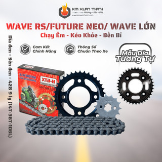 Nhông Sên Dĩa Giá Rẻ: Dĩa Đen + Sên Đen 428 9 Ly (14T-36T-106L) – Wave RS / Future Neo / Wave Lớn
