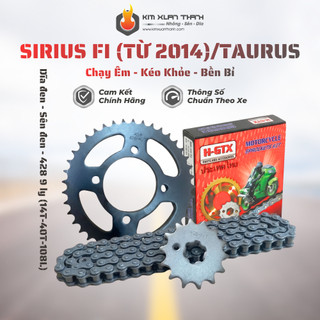 Nhông Sên Dĩa Giá Rẻ: Dĩa Đen + Sên Đen 428 9 Ly (14T-40T-108L) – Sirius Fi (Từ 2014) / Taurus