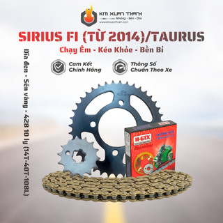 Nhông Sên Dĩa Giá Rẻ: Dĩa Đen + Sên Vàng 428H 10 Ly (14T-40T-108L) – Sirius Fi (Từ 2014) / Taurus
