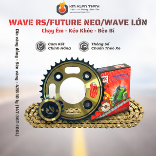 Nhông Sên Dĩa: Dĩa Vàng Đồng + Sên Vàng 428H 10 Ly (14T-36T-106L) – Wave RS / Future Neo / Wave Lớn