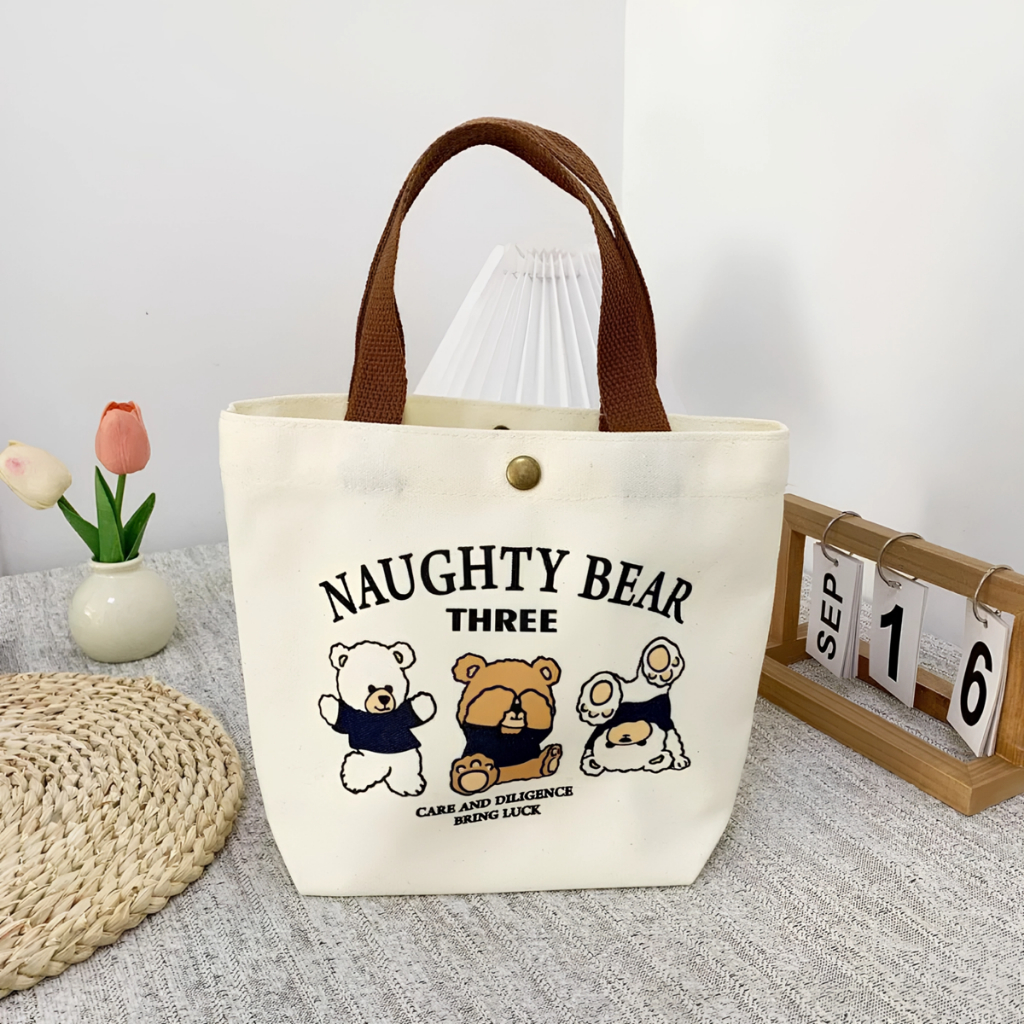 Túi xách vải thời trang mini – Hình gấu dễ thương, đựng được điện thoại, ví, mỹ phẩm, cực kỳ nhẹ và dễ phối đồ