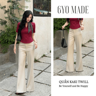 [NEW] Quần kaki nữ Twill dáng loe nhẹ GYOMADE® da mộc, cạp cao tôn dáng thanh lịch | GQ024