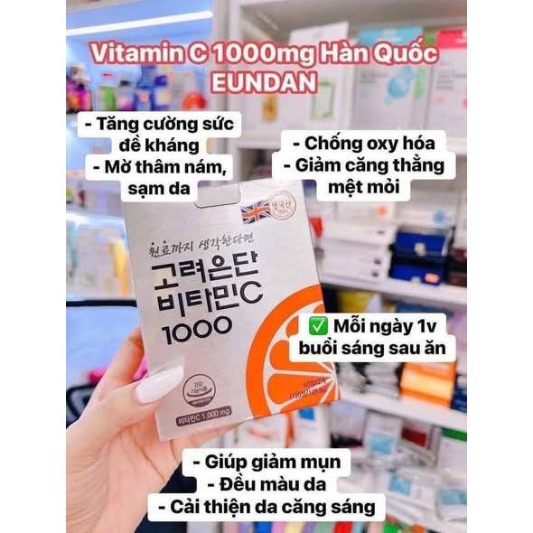 Viên Uống Eundan Vitamin C 1000mg Hàn Quốc Giúp Tăng Cường Hệ Miễn Dịch Làm Đẹp Da - Hộp 120 Viên-thyLe99