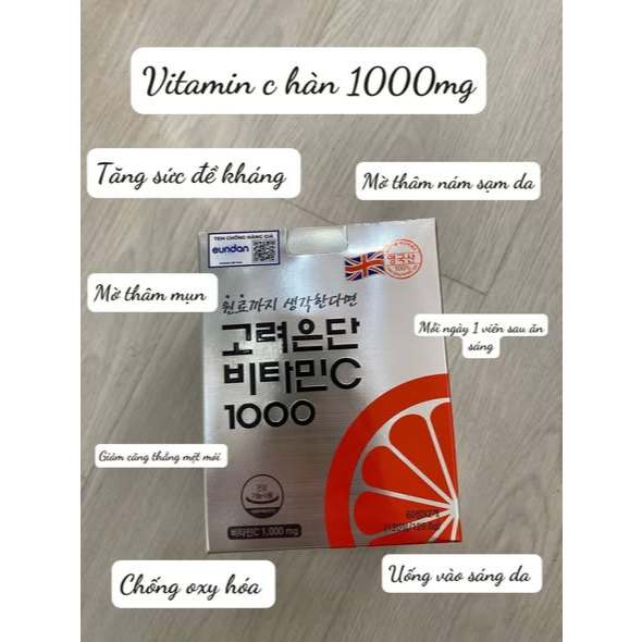 Viên Uống Eundan Vitamin C 1000mg Hàn Quốc Giúp Tăng Cường Hệ Miễn Dịch Làm Đẹp Da - Hộp 120 Viên-thyLe99