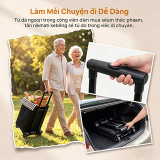Xe kéo hàng xe đẩy hàng gấp gọn Xe kéo hàng Lưu trữ tiện lợi Xe đẩy gia đình, tải trọng 200kg