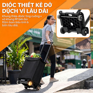 Xe kéo hàng xe đẩy hàng gấp gọn Xe kéo hàng Lưu trữ tiện lợi Xe đẩy gia đình, tải trọng 200kg