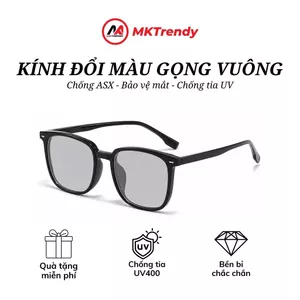 Kính đổi màu gọng vuông X16 chống ánh sáng xanh chống tia UV tặng túi đựng kính khăn lau kính