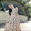 Váy Hoa Nhí Nàng Thơ Cổ Vuông Phối Bèo, Đầm Maxi Dáng Xòe Tiểu Thư Xinh Xắn Đi Chơi Chụp Ảnh Élan Sweet
