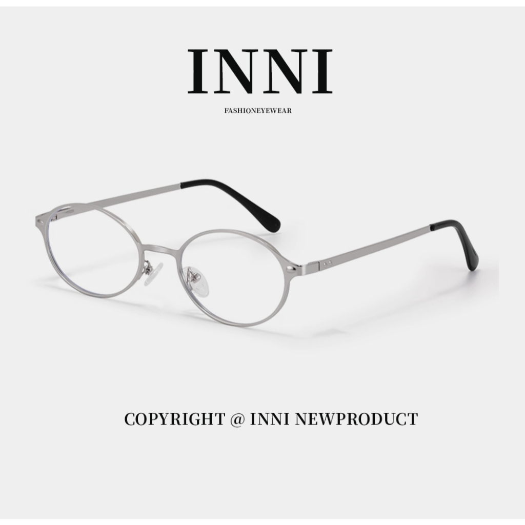 Kính mắt oval nữ INNI chống ánh sáng xanh, gọng kính hợp kim cao cấp đi học, đi làm, đi chơi 6231