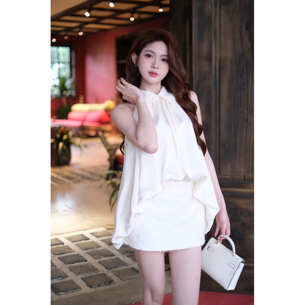 [Sẵn S]Sét áo yếm cổ somi kèm cv