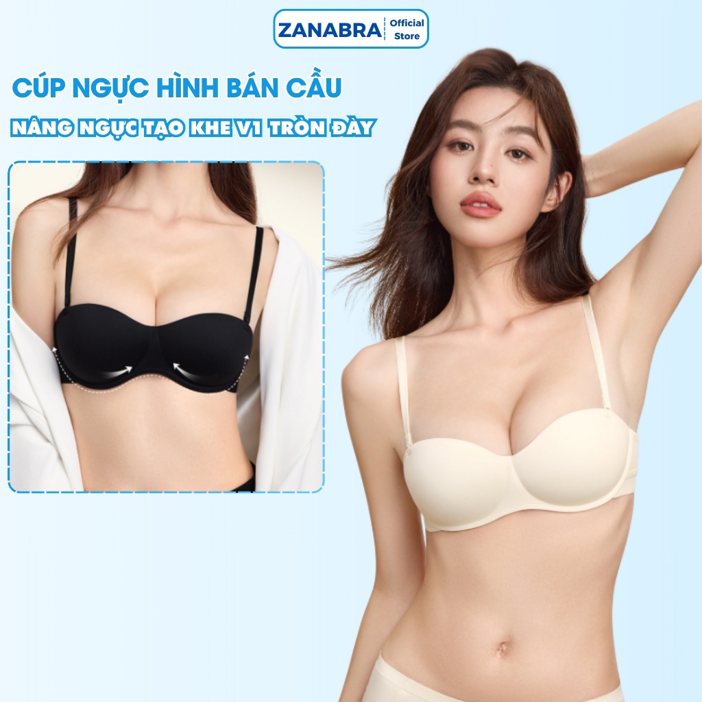 Áo Ngực Nữ Áo Bra Chất Su Không Gọng Cup Ngang Mút Mềm Mại Thoáng Khí Không Lộ Viền ZANABRA A9228