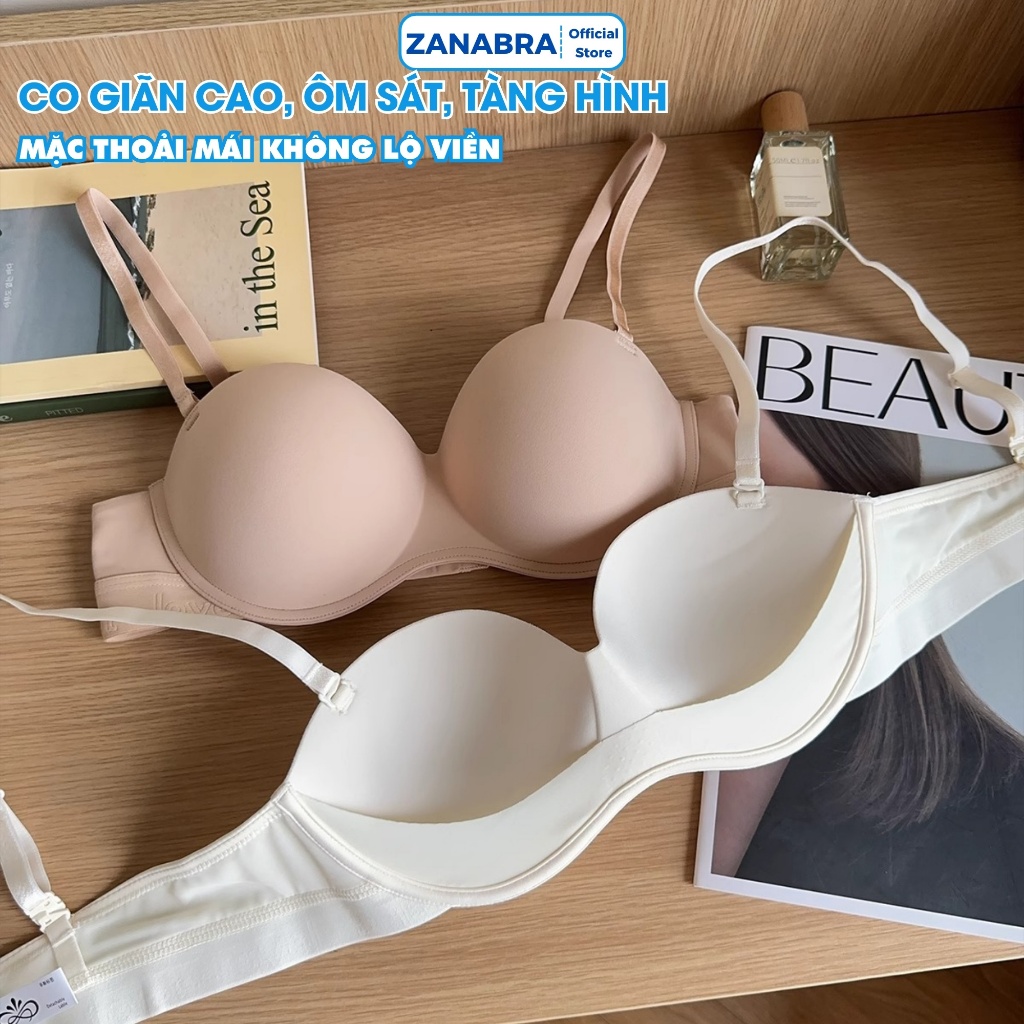 Áo Ngực Nữ Áo Bra Chất Su Không Gọng Cup Ngang Mút Mềm Mại Thoáng Khí Không Lộ Viền ZANABRA A9228