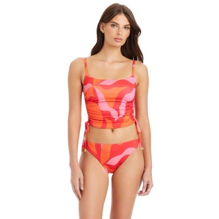 Set bơi 2 mảnh, bikini đi biển nữ màu cam nổi bật, kín đáo sẵn đệm ngực hàng xuất dư cao cấp