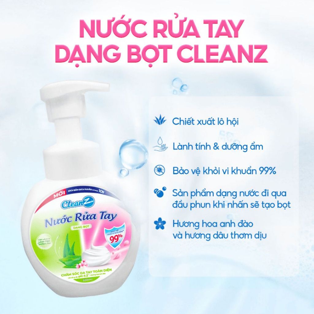 Nước Rửa Tay Bọt Tuyết CleanZ Aikomi 300ML (Làm Sạch, Diệt Khuẩn, An Toàn Cho Da Tay)