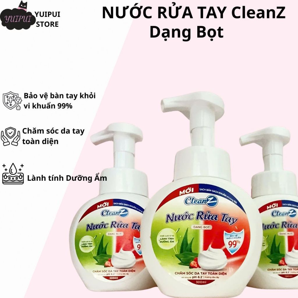 Nước Rửa Tay Bọt Tuyết CleanZ Aikomi 300ML (Làm Sạch, Diệt Khuẩn, An Toàn Cho Da Tay)