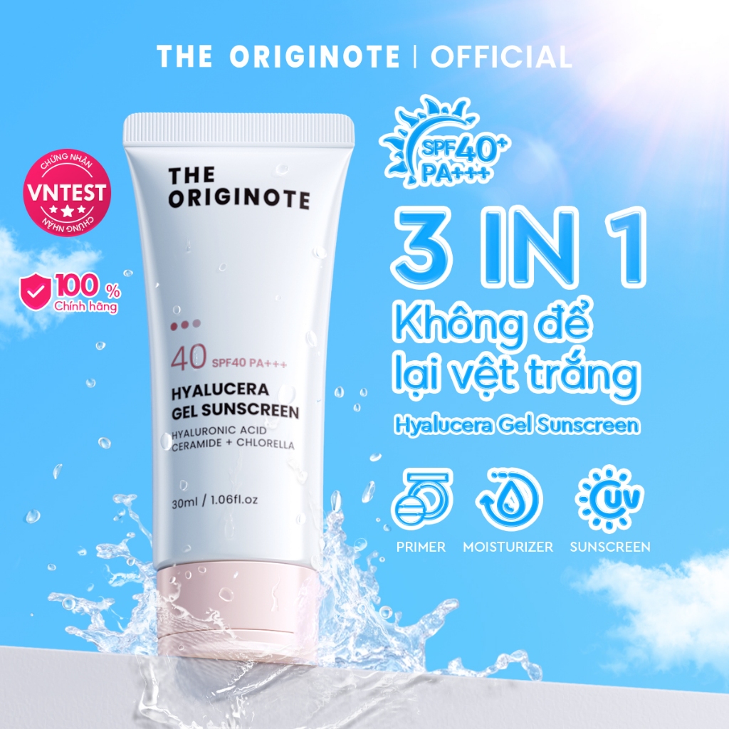 Kem Chống Nắng Hyalucera The Originote 3 in 1 Chống Nắng mặt Dưỡng Ẩm Kem Lót Sunscreen Gel SPF40 PA+++