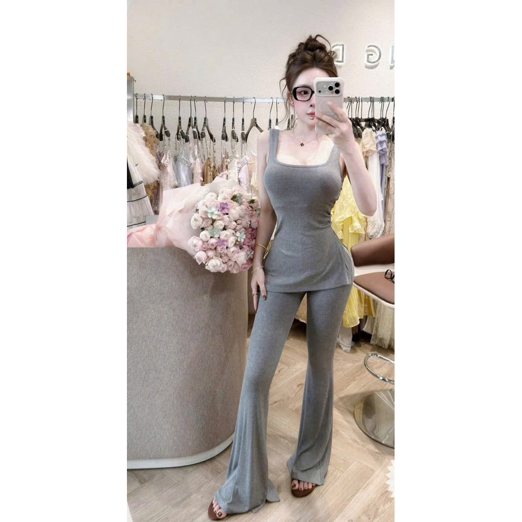Set bộ đồ nữ quần dài ống loe trẻ trung