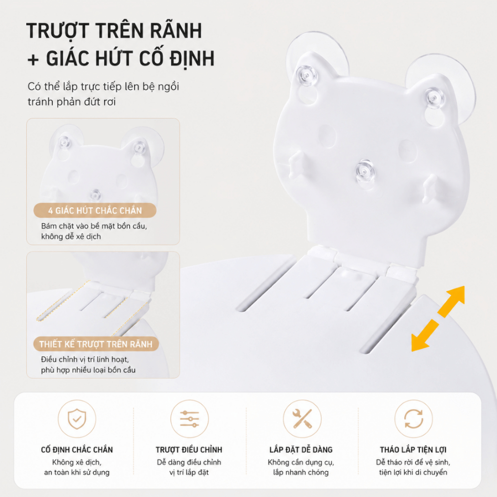Ghế Tập Đi Vệ Sinh Chống Trượt An Toàn, Bệ Bồn Cầu Thu Nhỏ Gấp Gọn Cho Bé, Du Lịch Tiện Lợi RICHOUSE