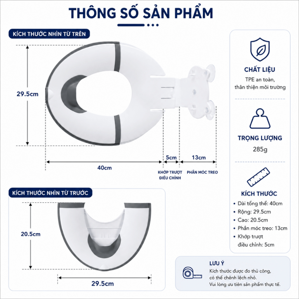 Ghế Tập Đi Vệ Sinh Chống Trượt An Toàn, Bệ Bồn Cầu Thu Nhỏ Gấp Gọn Cho Bé, Du Lịch Tiện Lợi RICHOUSE
