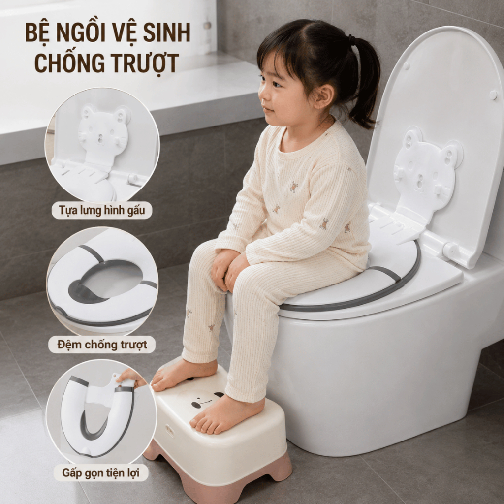 Ghế Tập Đi Vệ Sinh Chống Trượt An Toàn, Bệ Bồn Cầu Thu Nhỏ Gấp Gọn Cho Bé, Du Lịch Tiện Lợi RICHOUSE