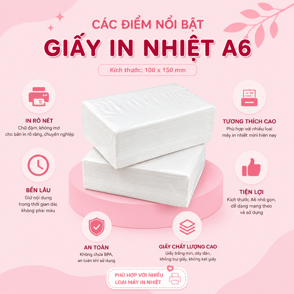 [3-6-10 TỆP] Tem nhiệt chống nước A6 100x150 | Tem vận đơn Shopee TikTok | Bám dính tốt | Không phai chữ