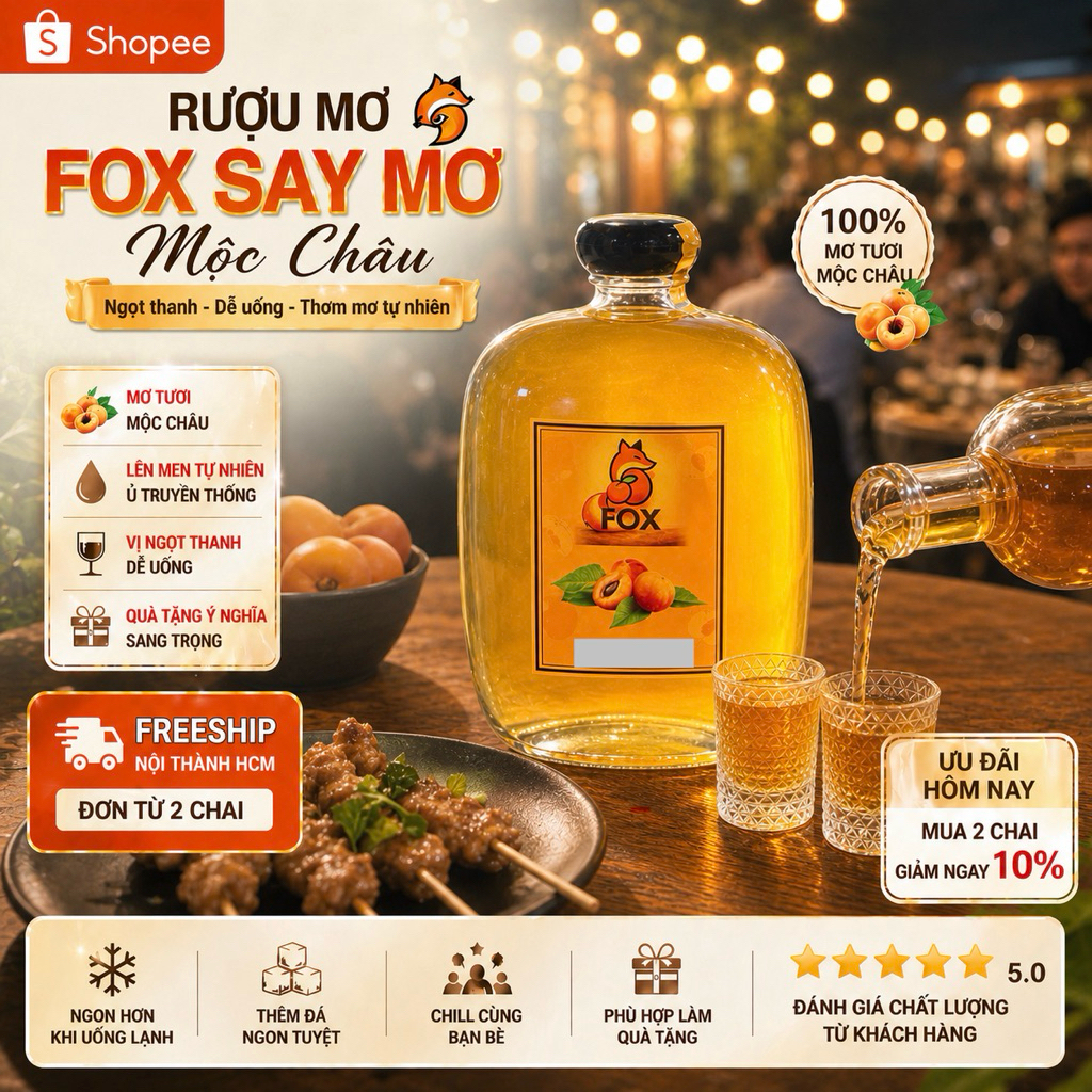 R.ượu Mơ Ngâm Tự Nhiên 500ml – Ngọt Dịu Dễ Uống – Trái Cây Lên Men