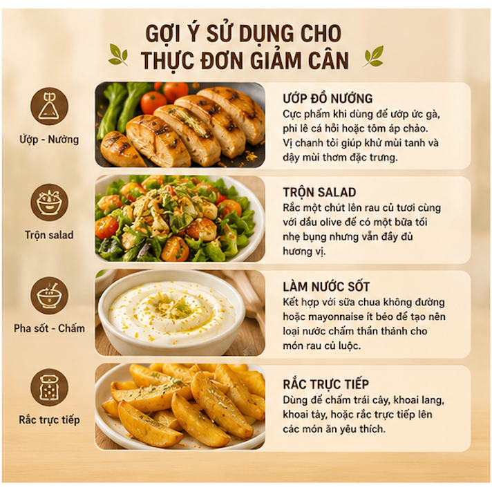 Muối Chanh Tỏi Ăn Kiêng Lemon Garlic 210g – Gia Vị Tổng Hợp Ướp Đồ Nướng, Làm Salad Healthy