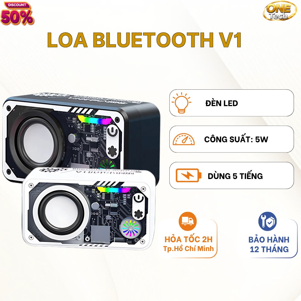 Loa Bluetooth V1 Trong Suốt LED RGB, loa không dây để bàn, decor bàn làm việc