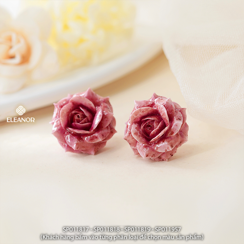 Bông tai nữ chuôi bạc 925 Eleanor Accessories hình hoa hồng phụ kiện trang sức khuyên tai 11817