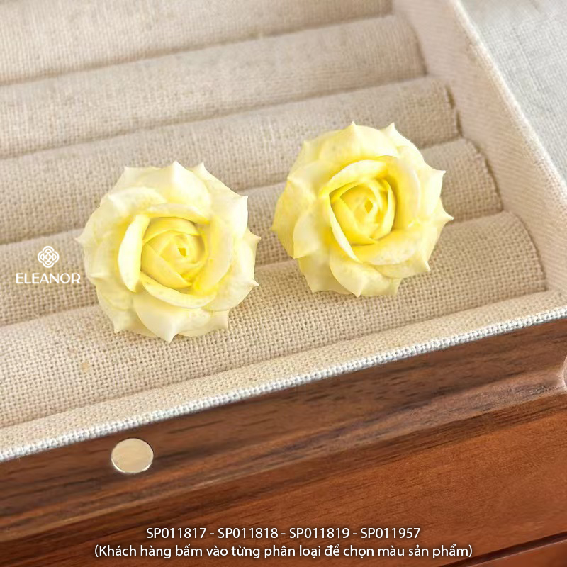 Bông tai nữ chuôi bạc 925 Eleanor Accessories hình hoa hồng phụ kiện trang sức khuyên tai 11817