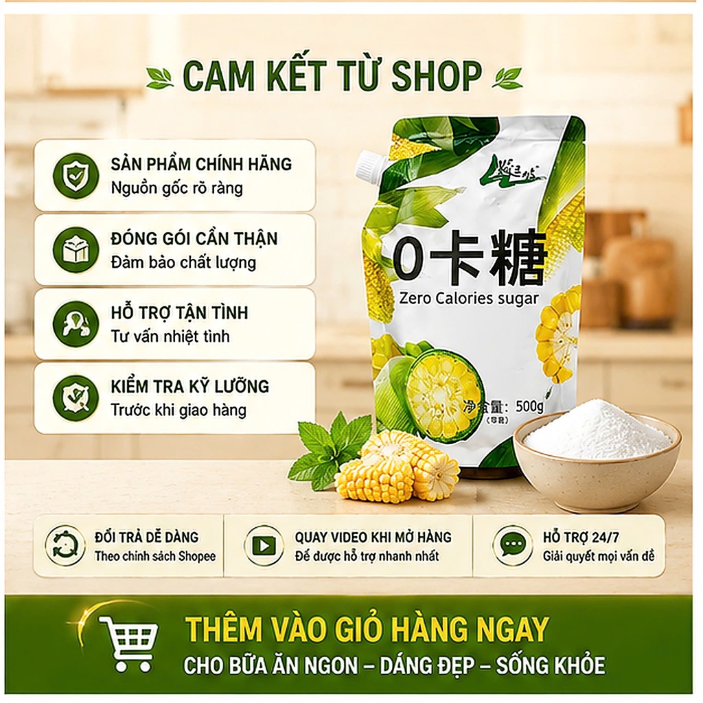 Đường Ăn Kiêng Erythritol 0 Calo MaizeZero 500g – Đường Chiết Xuất Từ Ngô Tự Nhiên, Lành Mạnh Cho Người Tiểu Đường