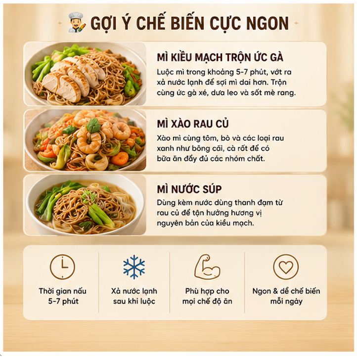 Mì Ăn Kiêng Kiều Mạch 100% Jinshahe (500g) – Mì Nguyên Cám, 0 Natri, Ít Calo, Eat Clean Luka Food