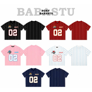 Áo Thun Boxy Kẻ Sọc BABASTUDIO Áo Phông Unisex Top Menswear Cổ Tròn - ATX 05