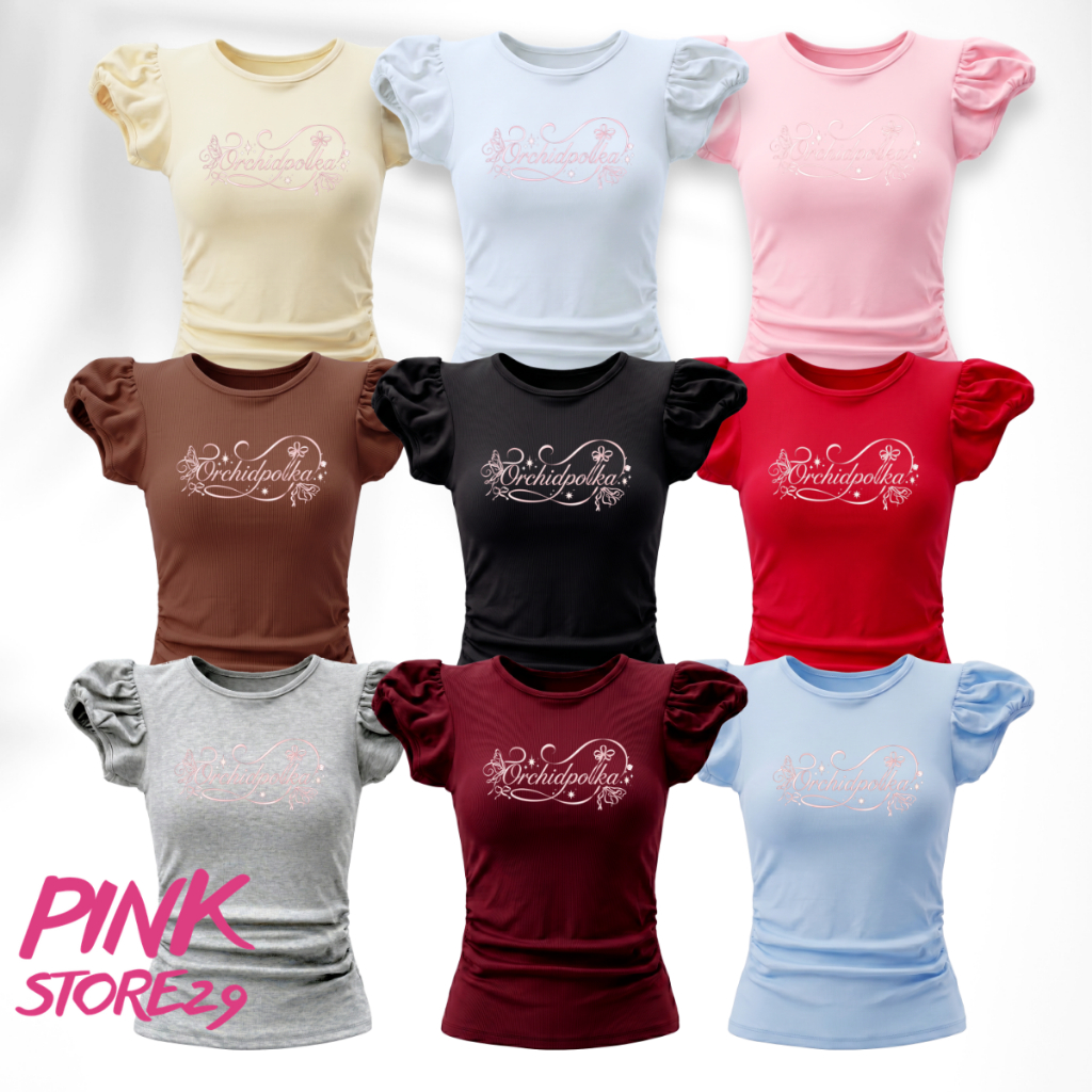 Áo Thun Nữ Tay Ngắn Kiểu Phồng PINKSTORE29 Nhún Eo In Chữ Dễ Thương A52104 | BigBuy360 - bigbuy360.vn