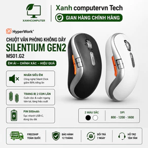 Chuột văn phòng không dây HyperWork Silentium Gen2 MS01.G2, Pin 500mAh, Trang bị 2 con lăn - Hàng chính hãng