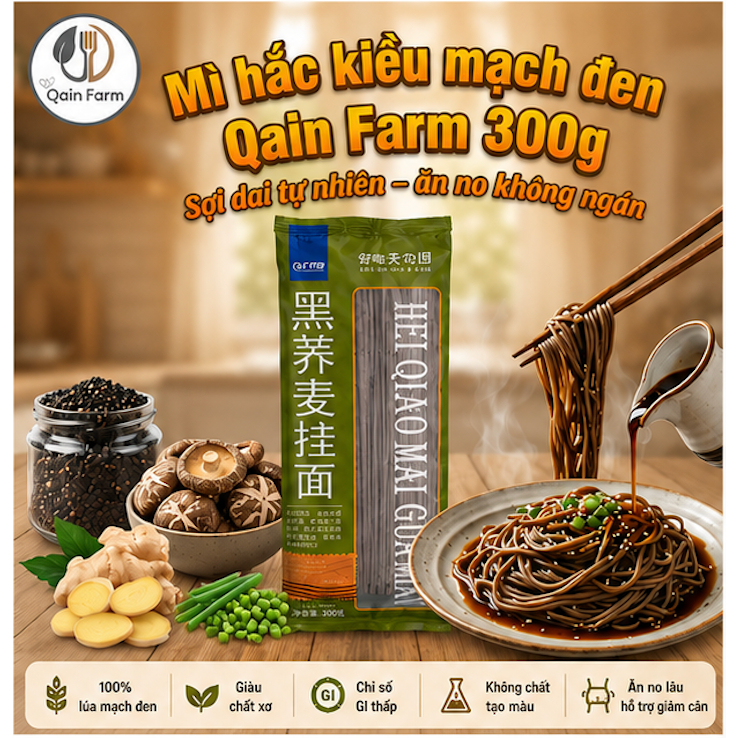 Mì Ăn Kiêng Lúa Mạch Đen Gaia Farm (300g) - Mì Nguyên Cám, Lựa Chọn Vàng Cho Chế Độ Eat Clean & Healthy Luka Food