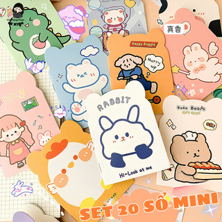 Set 20 Sổ Tay Mini Cute Hoạt Hình – Sổ Ghi Chú Kẻ Ngang 32 Trang Cho Học Sinh Sinh Viên