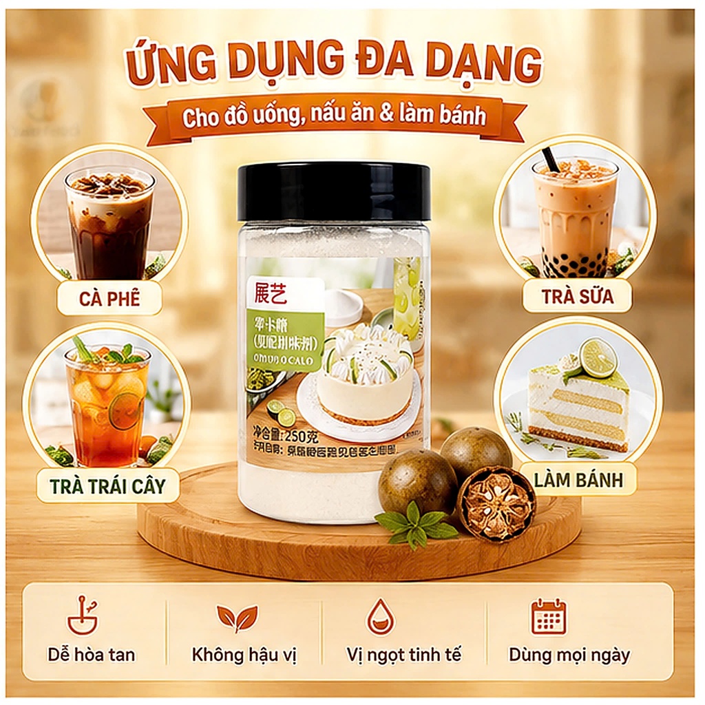 Đường Ăn Kiêng 0 Calo Zhan Yi 250g - Ngọt Thanh, Làm Bánh Healthy & Eat Clean Cho Người Tiểu Đường