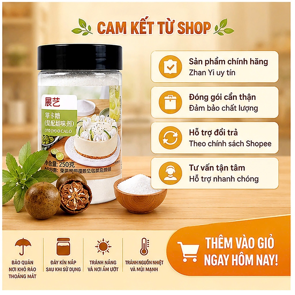 Đường Ăn Kiêng 0 Calo Zhan Yi 250g - Ngọt Thanh, Làm Bánh Healthy & Eat Clean Cho Người Tiểu Đường